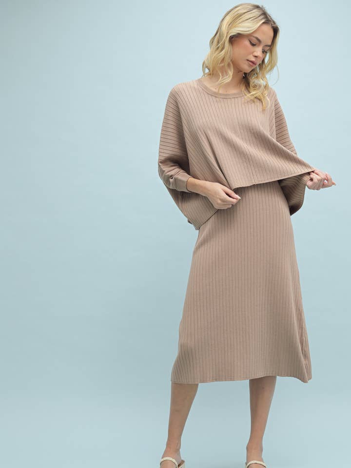 Wishlist Apparel - Wholesale Top & Skirt Set - Women's - RIBBED KNIT TOP AND DRESS SET / WL24-95500