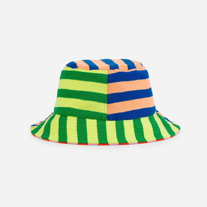Peach Cobalt Super Stripe Bucket Hat for wholesale on Faire11