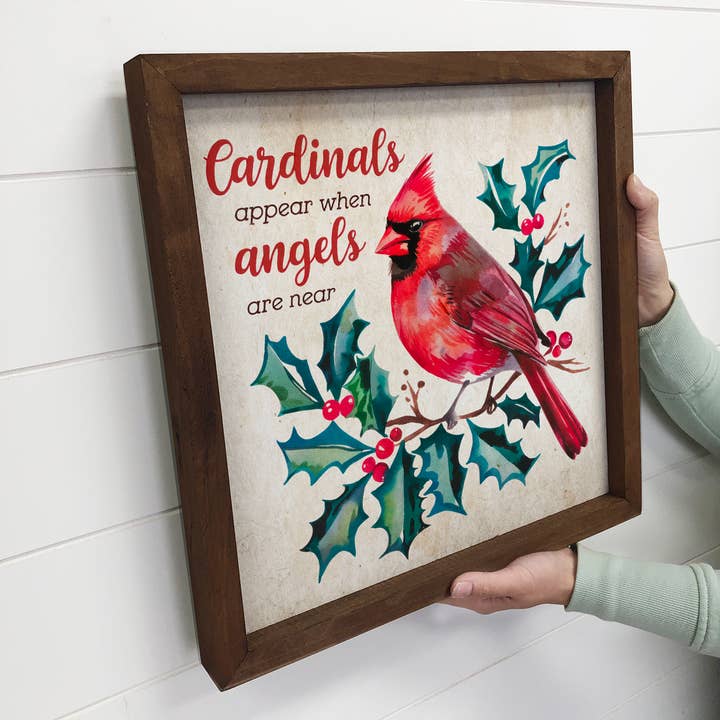Hangout Home – wholesale Väggskylt – Kardinaler dyker upp när änglar är nära - röd kardinalduk 2