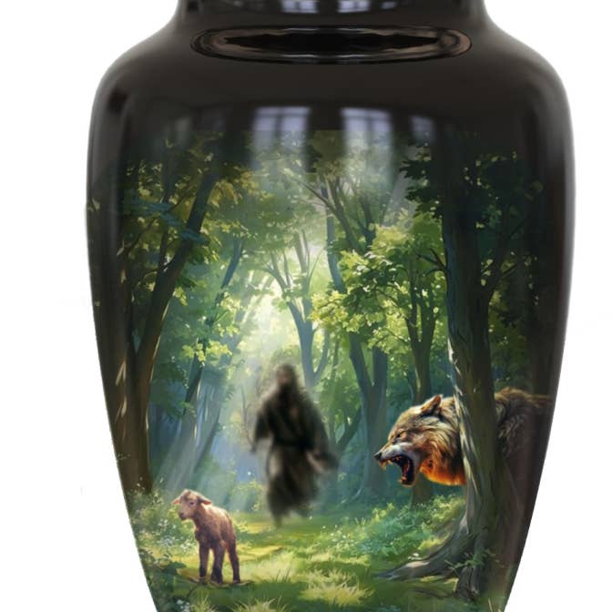 🔆Voksen Kremationsurne med Ulve Dekorativt Tema for engroshandel hos Ample Cremation Urns