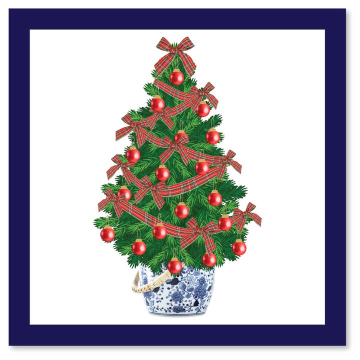 TARTAN-SCHLEIFE + CHINOISERIE-WEIHNACHTSBAUM-KARTEN | TARTAN + CHINOISERIE für den Großhandel von B. ROWE & CO.