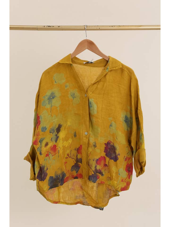 la maison des fibres naturelles – wholesale College/Baseball Jacket - Women’s – Floral print blouse 20984 100% linen31