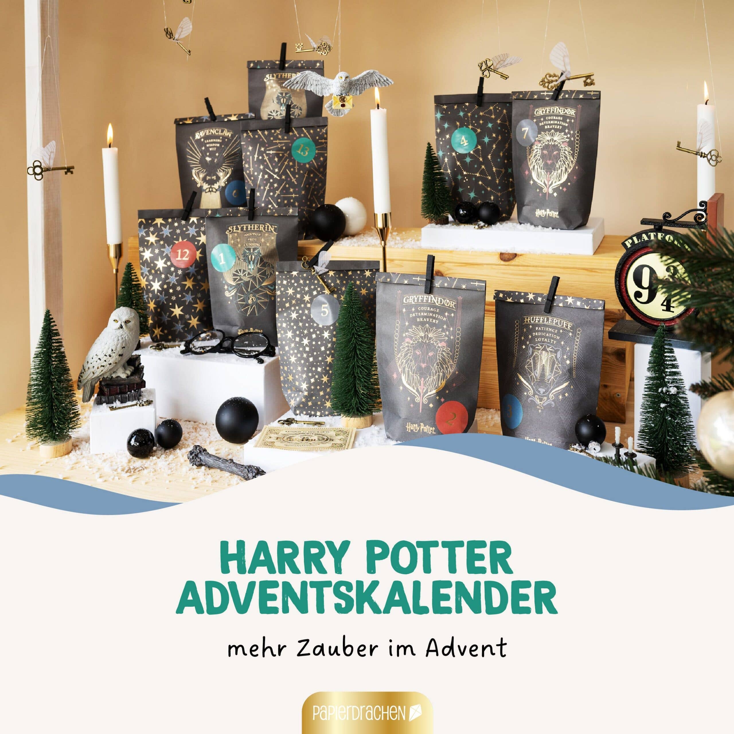 Papierdrachen - Wholesale Advent Calendar - Paper Kite Advent Calendar Harry Potter Black Printed Bags1