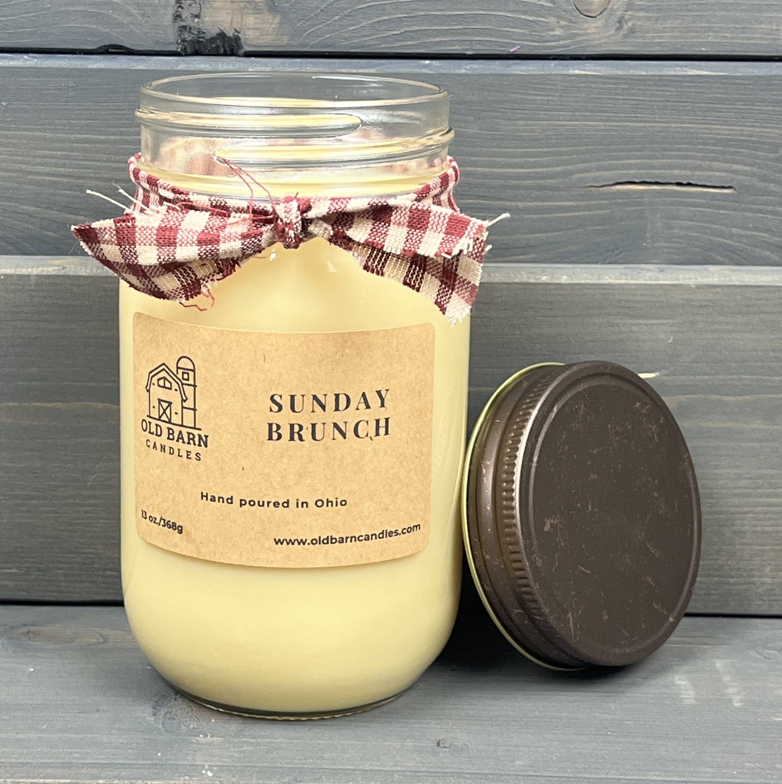 Old Barn Candles - Wholesale Jar/Filled Candle - Sunday Brunch 16oz Mason Jar Candle w/Rustic Lid1