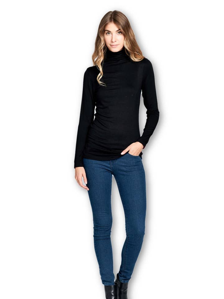 Made in USA — Maglietta a maniche lunghe con collo alto, slim fit per la vendita all'ingrosso da parte di LKLUV