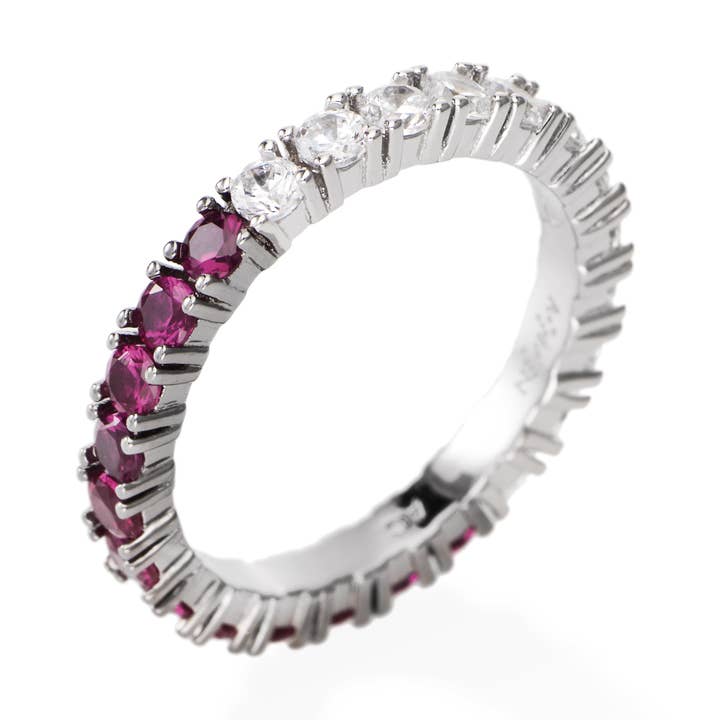 Bague d'éternité Cz rouge et blanche en argent sterling pour la vente par Amen Gioielli
