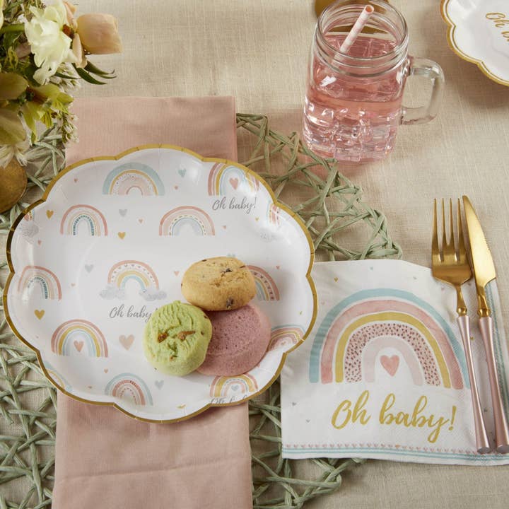 Kate Aspen - Wholesale Disposable Plate - Boho Rainbow Baby 9 in. Premium Paper Plates (Set of 16)4