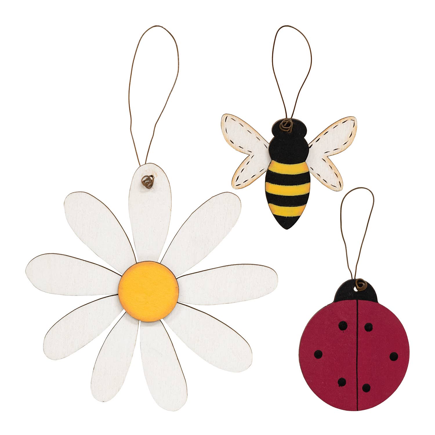 The Hearthside Collection - Wholesale Ornament - 3/Set - Ladybug Bee & Daisy Ornaments0