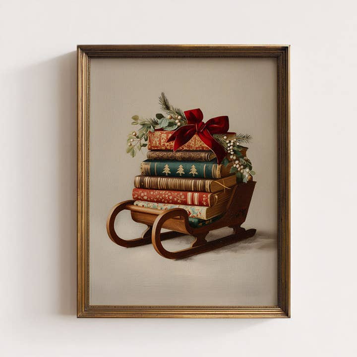Book Sleigh Art Print for wholesale by Paper House Print Shop