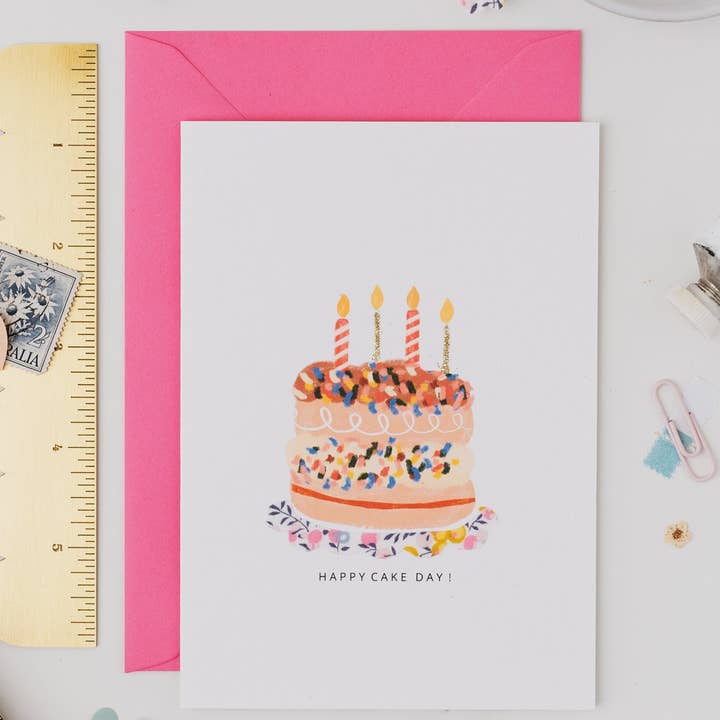 The Charming Press – postal de parabéns por atacado – Cartão de Bolo de Aniversário - Liberty Wiltshire Bud Fabric1