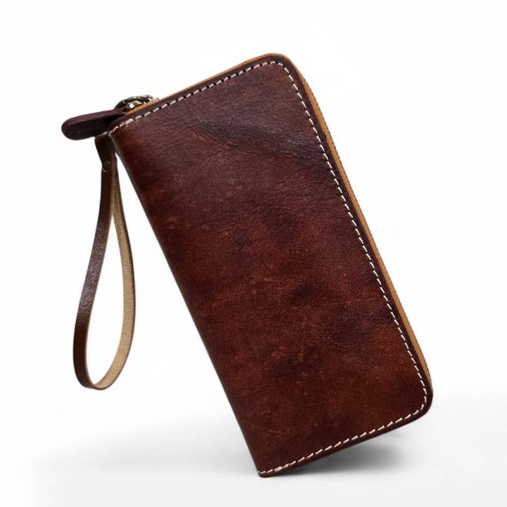 Portefeuille en cuir fait main — design uni pour la vente par Sunflower Handmade leather inc