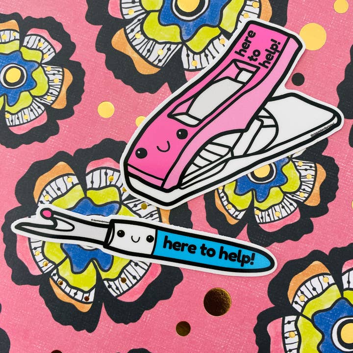 Zipped & Printed - Wholesale Phone & Laptop Stickers - Here to Help Sewing and Quilting Notions Sticker1