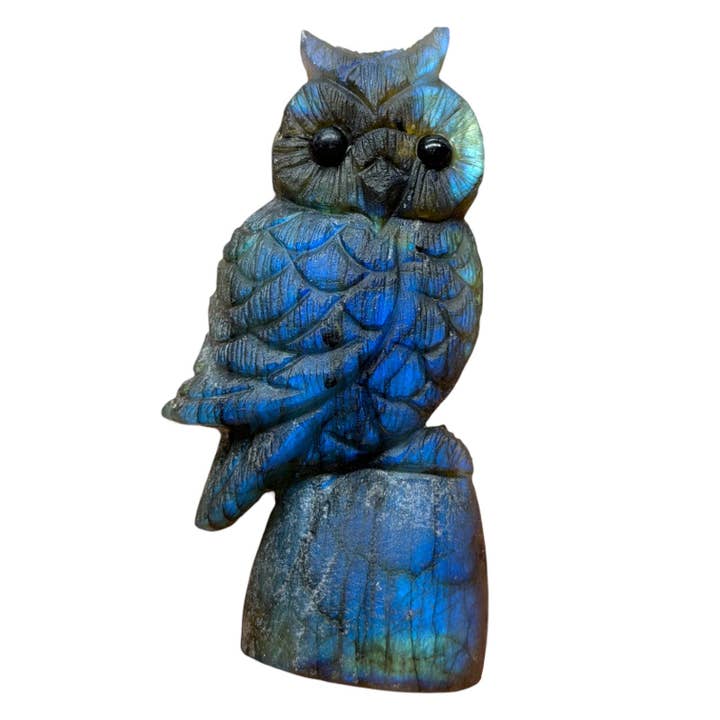 Labradorite Owl Figurine AA+ 8x3 cm (unique model nº21) for wholesale by Foliesbijoux