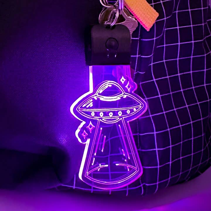 UFO Alien Ship LED Keychain with Clip for wholesale by The 308 Collective