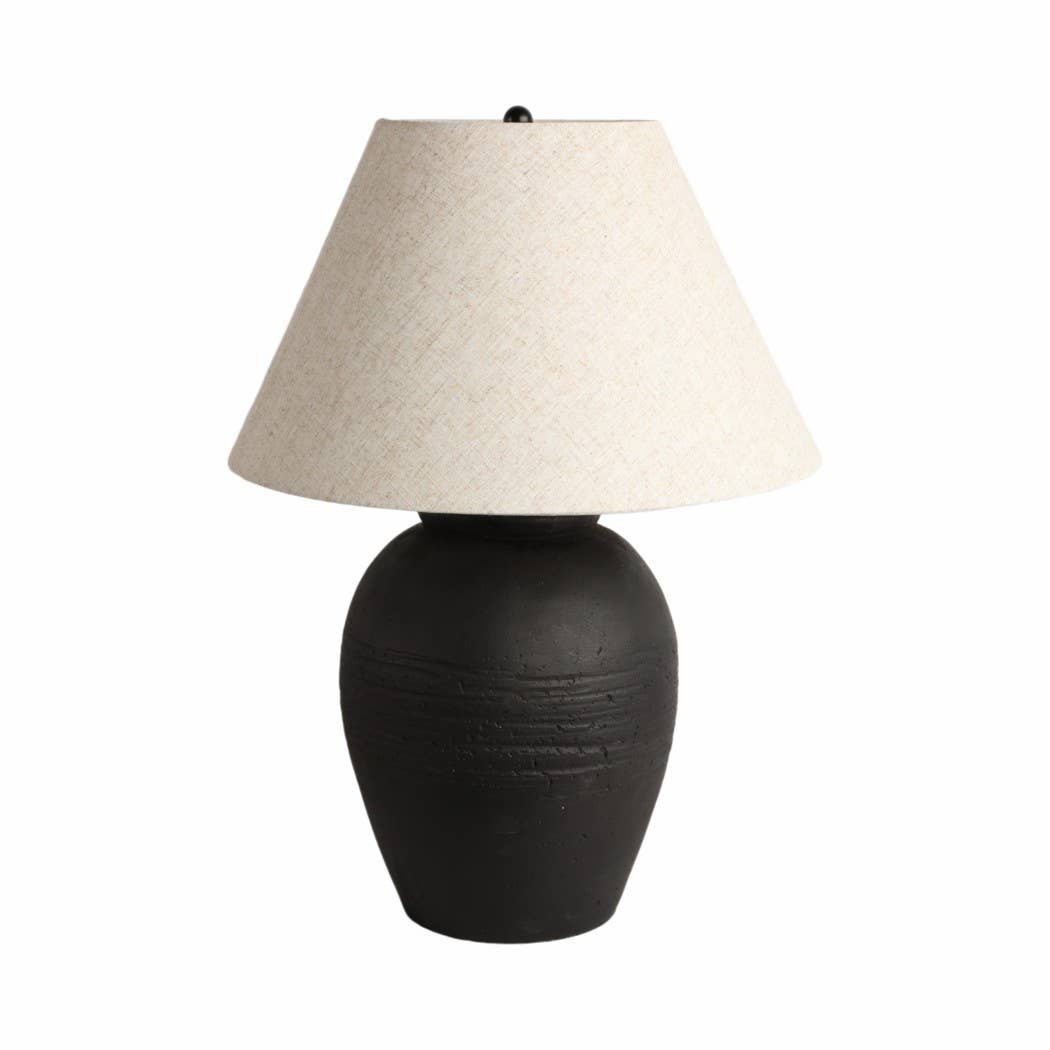 Sagebrook Home - Wholesale Accent/Desk Lamp - Black/Beige 27 in. Artisan Jug Table Lamp with Tapered Shade2