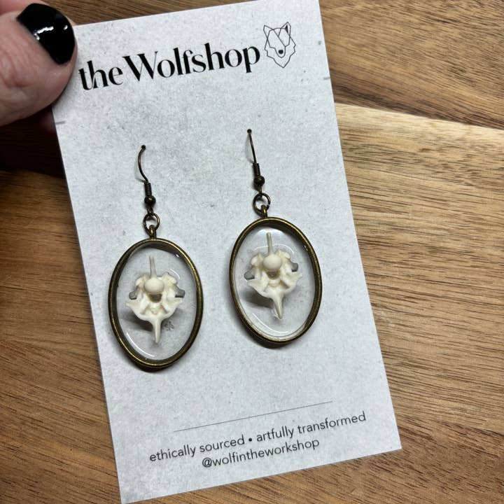 The Wolfshop - Wholesale Dangle Earrings - Oddity Earring - Ball Python Vertebrae