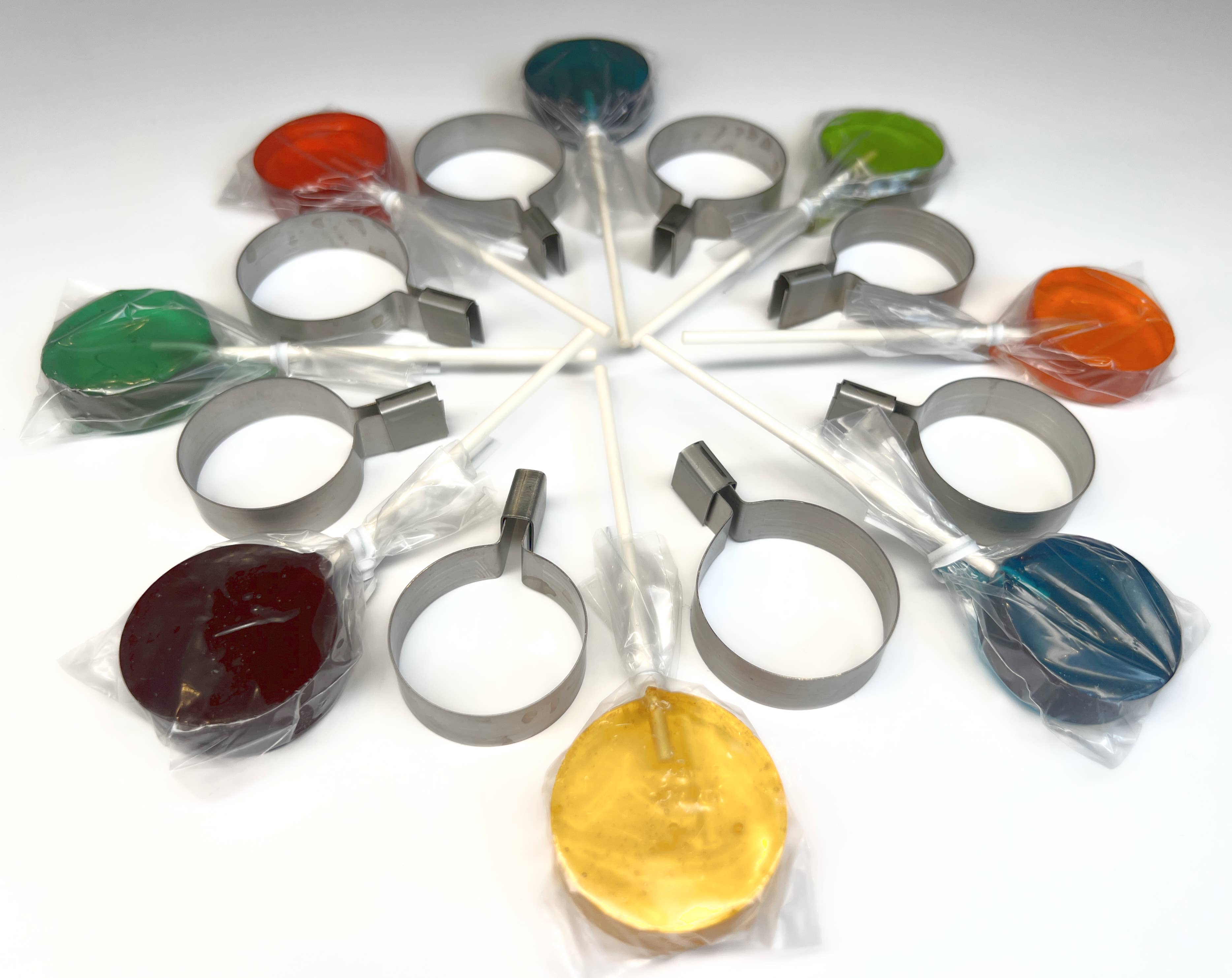 JBK Pottery – wholesale Kitchen tool/gadget – Sucker Molds / Lollipop Molds -10 Pack Bag - Circles