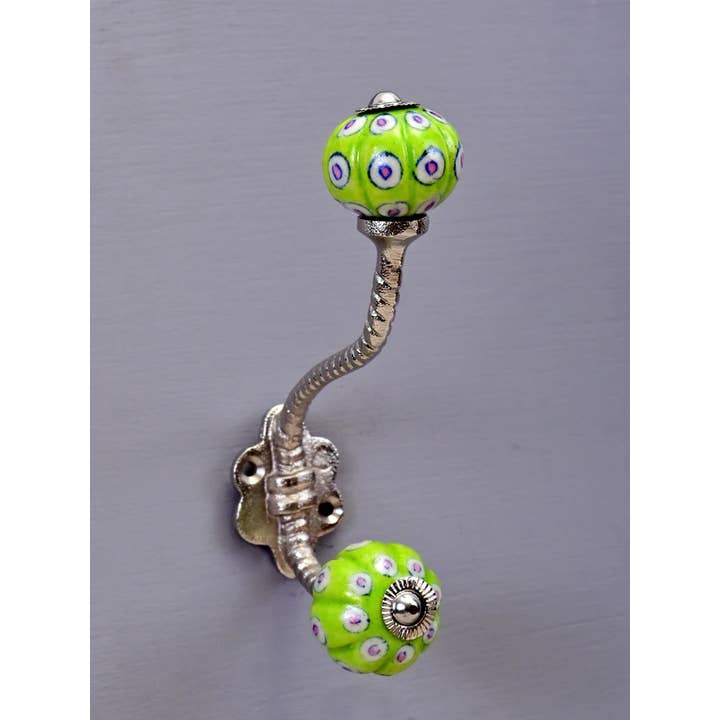 KNOBCO - Wholesale Wall Hook - Lime Green Cabinet Knob With Metal Wall Hanger