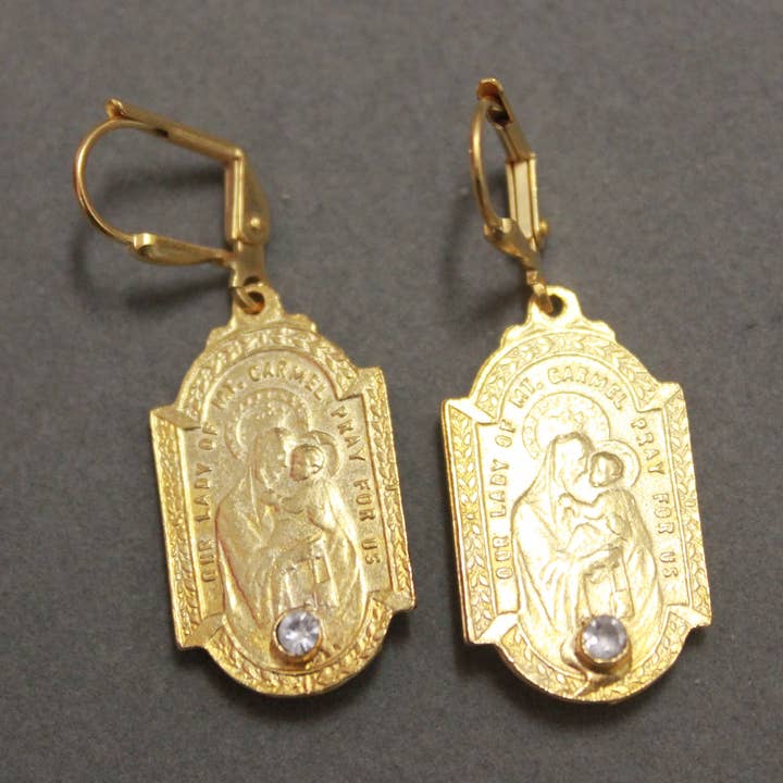 Onze Lieve Vrouw van de Berg Karmel Oorbellen met Rhinestone Accent voor wholesale door Weisinger Designs