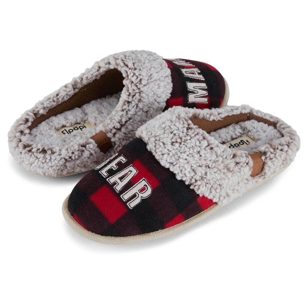 Floopi - Wholesale Pantoffels - Dames - Geruite tweekleurige klompslip van imitatiebont „Mama Bear” voor dames1
