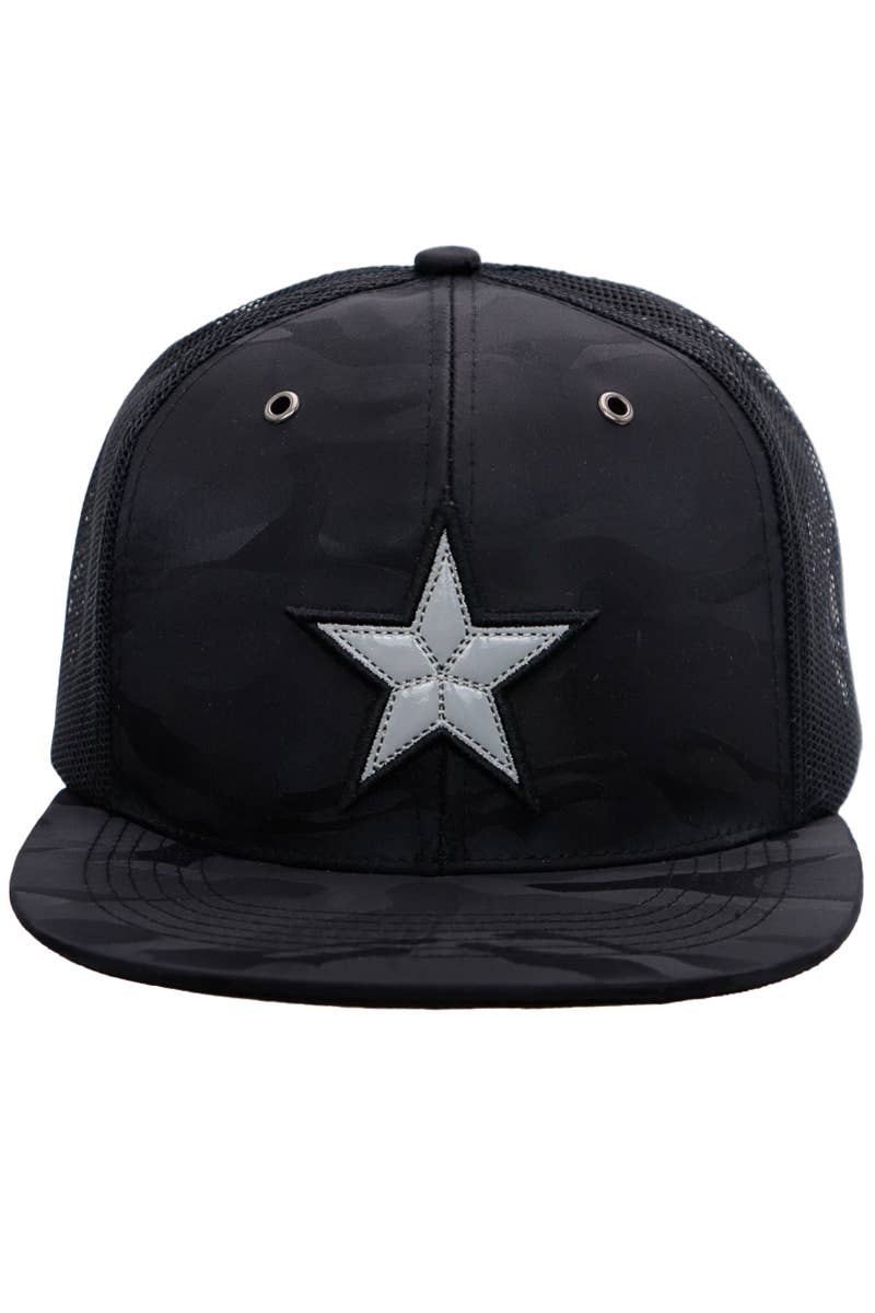 Cap Zone - Wholesale Trucker Hat - Unisex - Dallas Star Patch Camo Poly Flat Bill Trucker Hat7