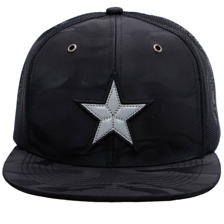 Cap Zone - Wholesale Trucker Hat - Unisex - Dallas Star Patch Camo Poly Flat Bill Trucker Hat7