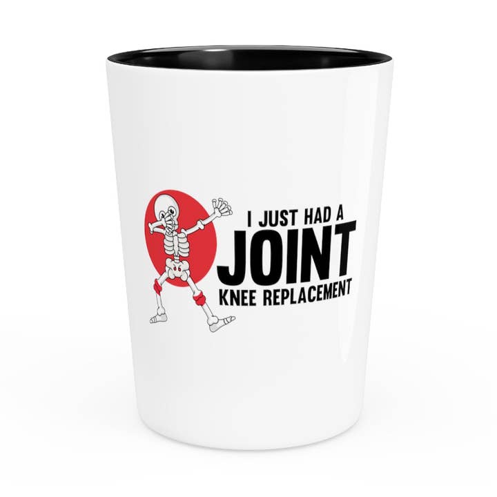 Shot Glass Party Ceramic Tequila Hilarious Joint Legs Surgical Recuperation Healing Injury Novelty Knee Operation Fracture Recouping Injured for wholesale by Teegarb LLC