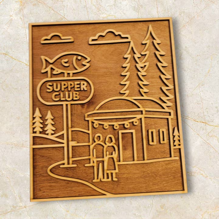 Supper Club Arte en Madera para venta al por mayor de Ellie Joe Design Co