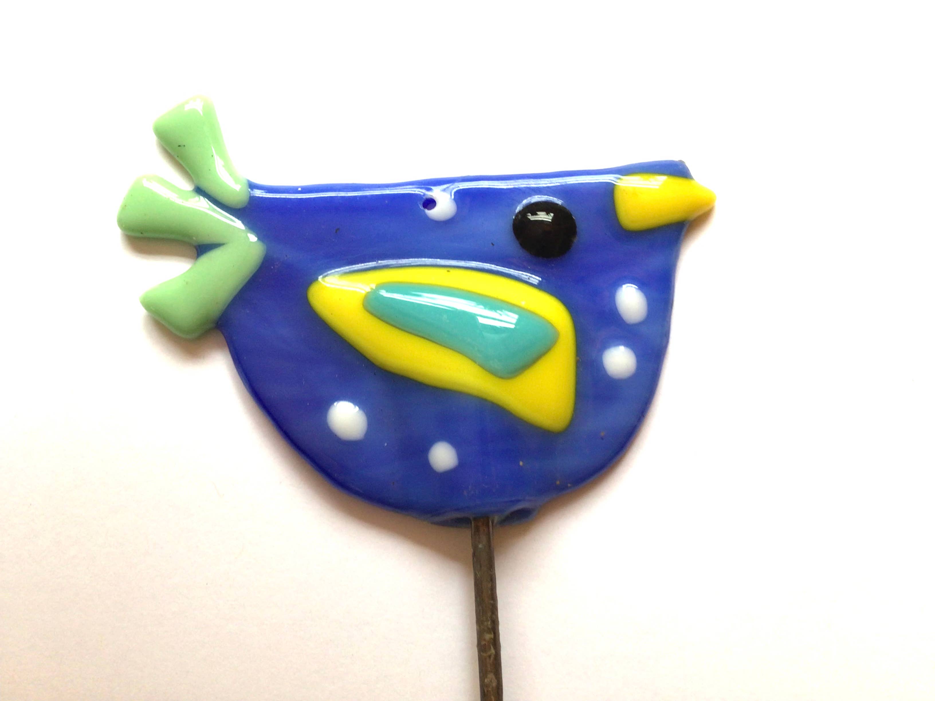 Fish Tales - Wholesale Garden/Lawn Stake - Bird plant stake fused glass8