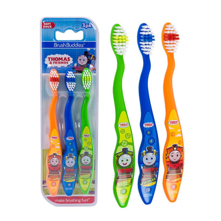 Confezione da 3 spazzolini Thomas & Friends per la vendita all'ingrosso da parte di Deluxe Import Trading