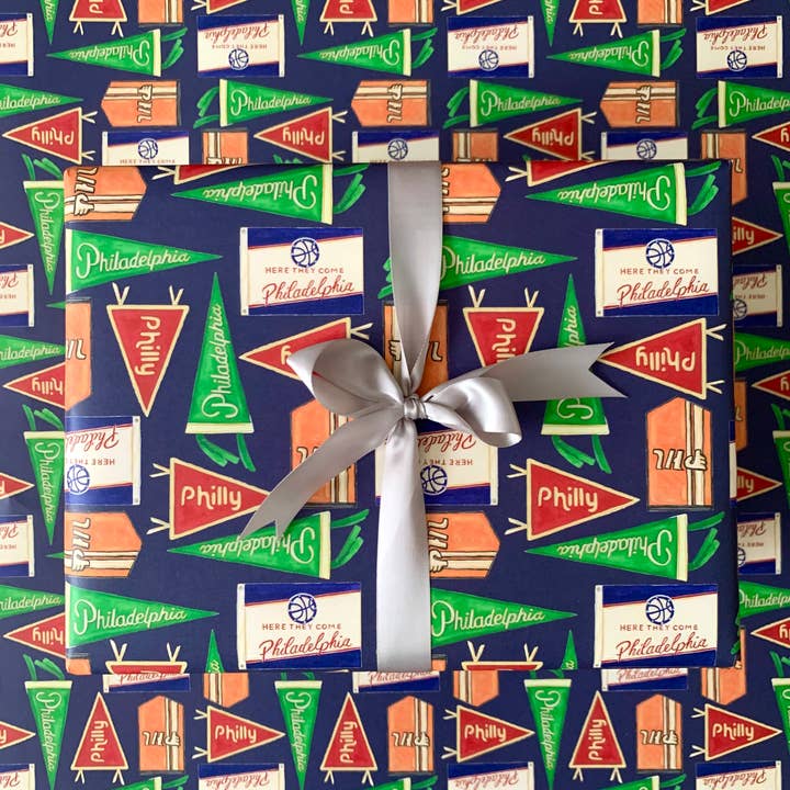 5 SHEETS of Philly Flags Wrapping Paper for wholesale by Meadowbrook Lane