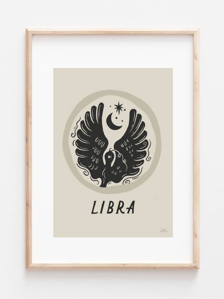 Libra Zodiac Star Sign Art Print for wholesale by Lauren Marina