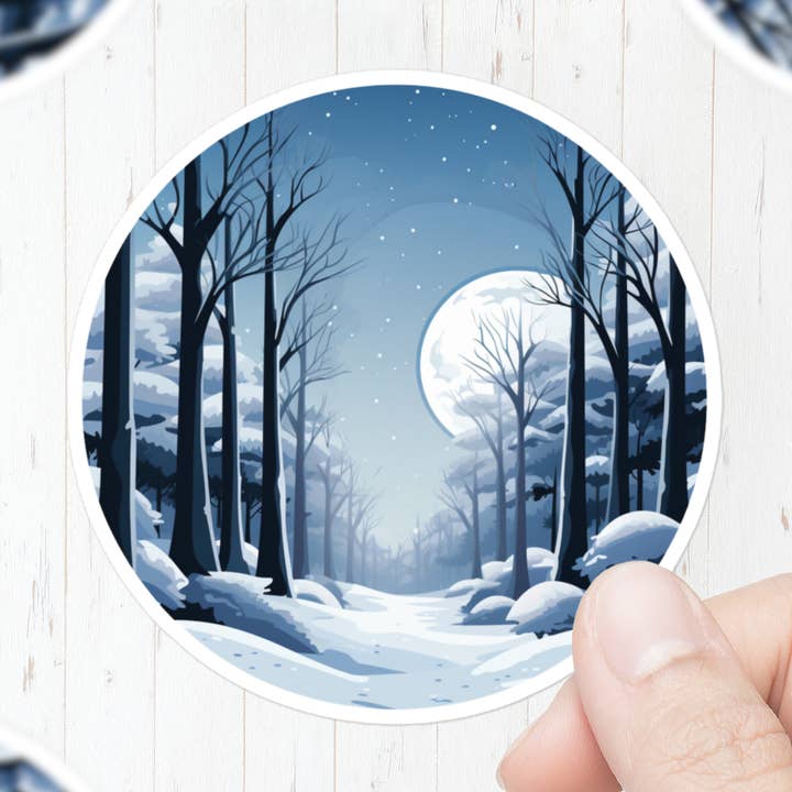 Schneebedeckter Waldaufkleber für den Großhandel von Mystical Clarity