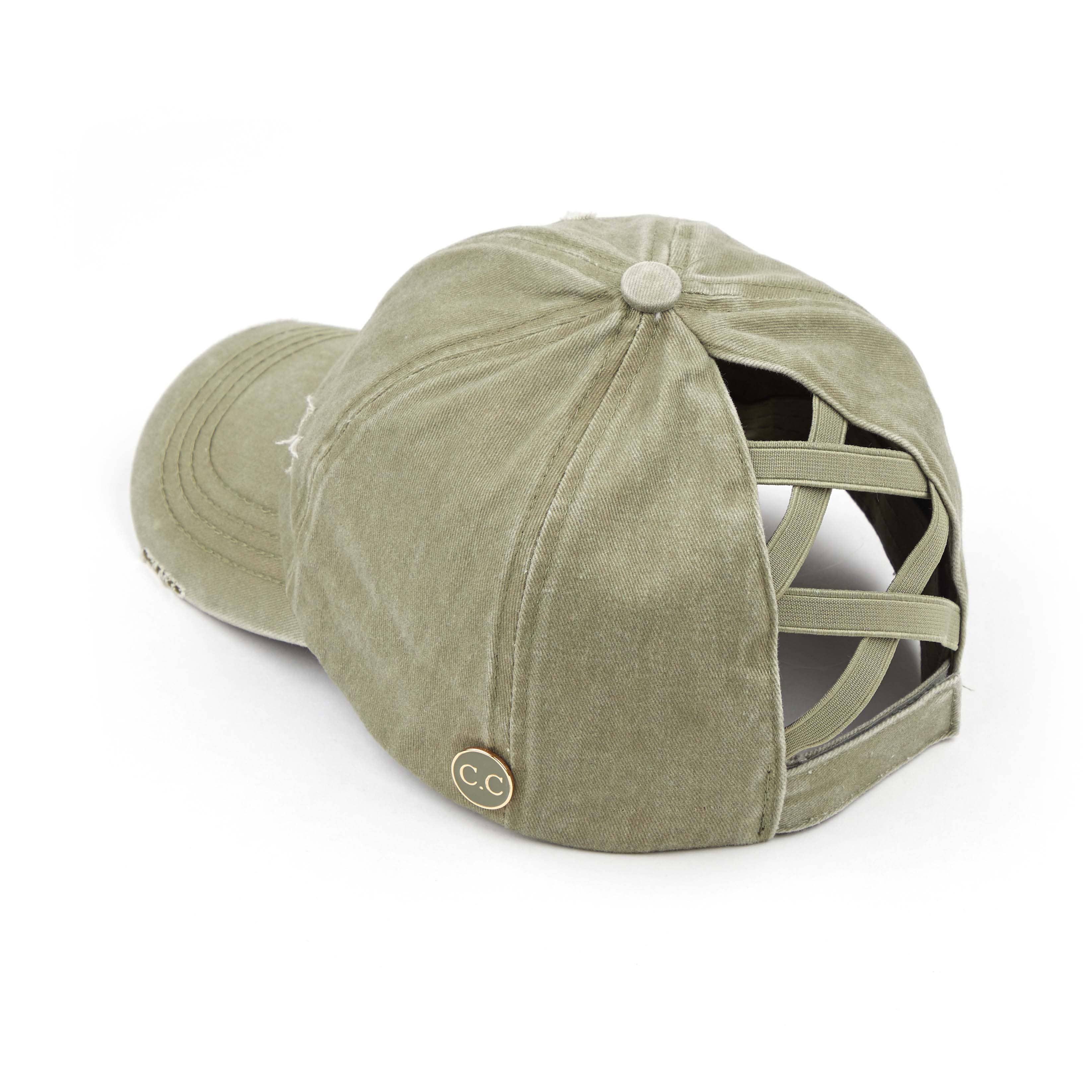 Hana - Wholesale Baseball Cap - Women's - C.C Washed Denim Criss-Cross Pony Cap19