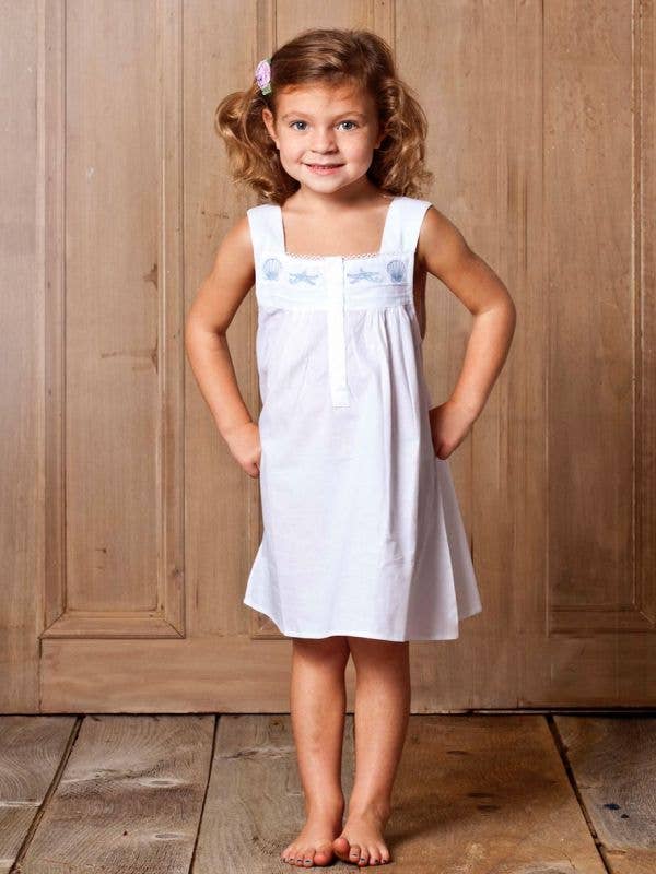 Seaside White Cotton Dress - Embroidered for wholesale by Jacaranda Living