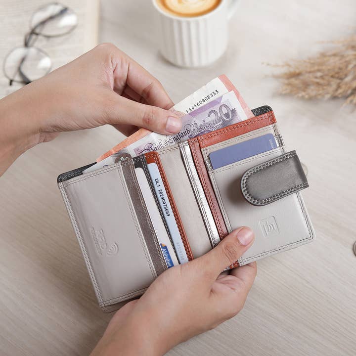 PRIMEHIDE - Wholesale Wallet - Women's - London Metallic Leather RFID Purse - 8084