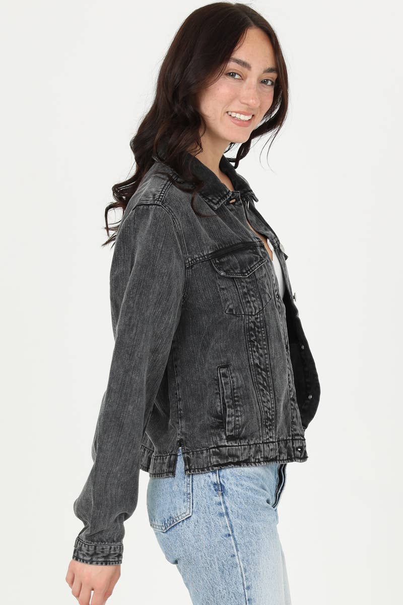 ANGIE - Vente Veste en jean – femme - VESTE EN TENCEL SJB06-ASIS ACID WASH7