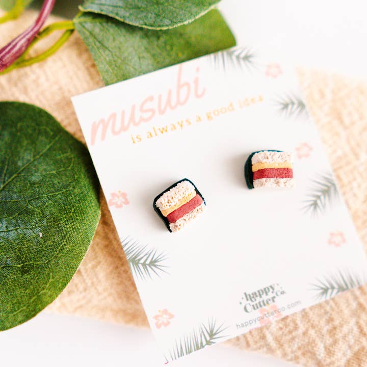 Happy Cutter Co - Wholesale Stud/Post Earrings - Musubi Stud Earrings | Fun Hawaii Gift | Fun Foodie Gift