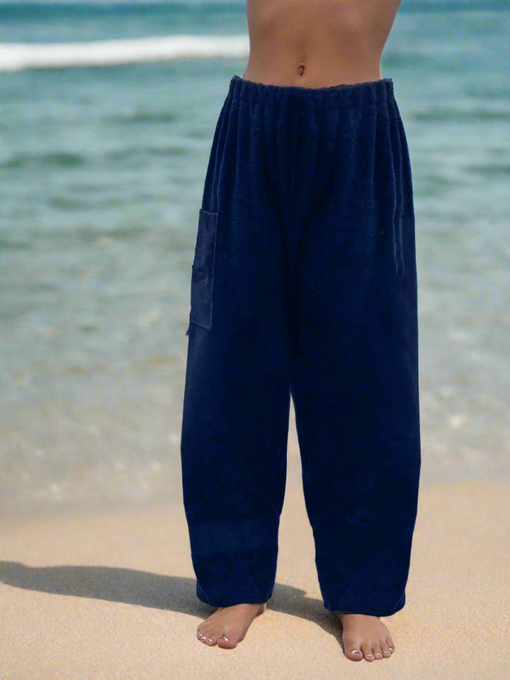 Pantaloni Asciugamano - Blu Navy - DISPONIBILI Spedizione Veloce - Spiaggia, Nuoto, Abbigliamento da Resort, Ragazzi, Ragazze, Adulti per la vendita all'ingrosso da parte di Paradise Towelwear