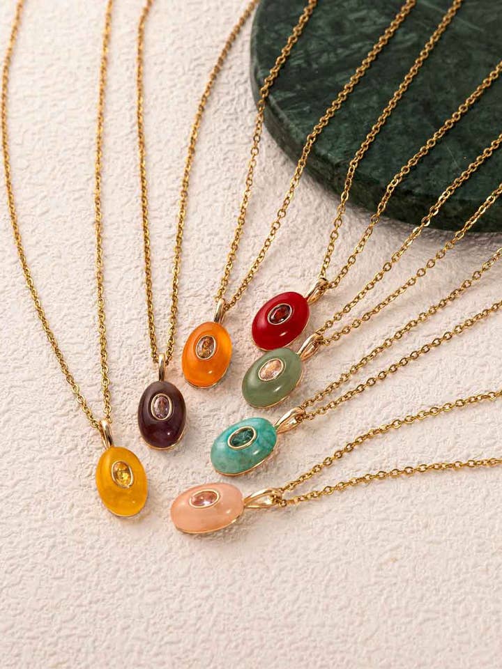 Collar de cadena con colgante de lágrima de cristal de moda DP25F845 para venta al por mayor de Dipped Shop