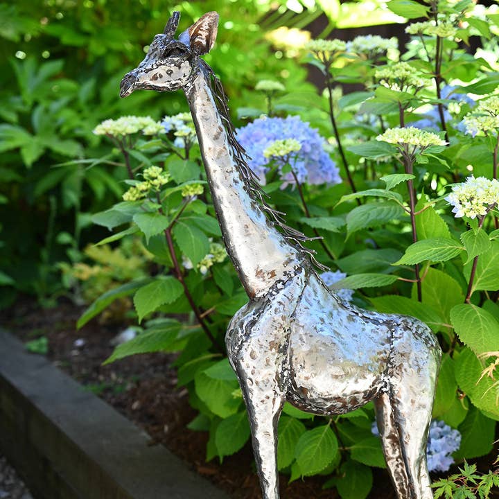 Swahili | AFRICAN MODERN - Wholesale Sculpture - 29" Kenyan Recycled Oil Drum Giraffe Statue1