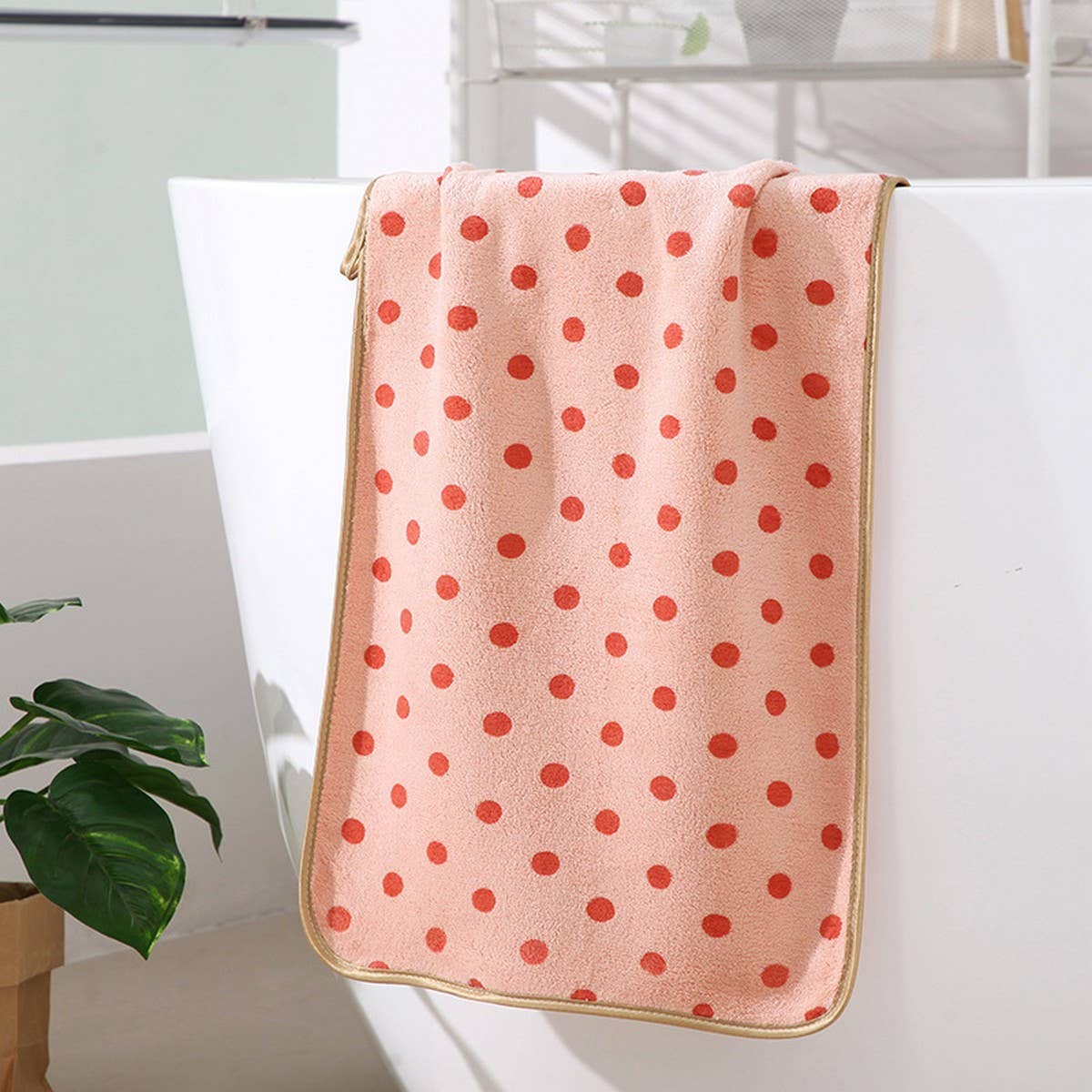 ACCITY - Wholesale Bath Towel - CORAL FLEECE POLKA DOT ABSORBENT FACE TOWEL_CWMM22671