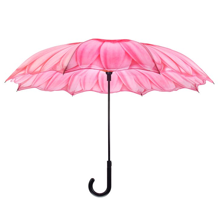 Galleria Enterprises - Wholesale Umbrella - Women's - Pink Daisy Stick Umbrella Reverse Close
