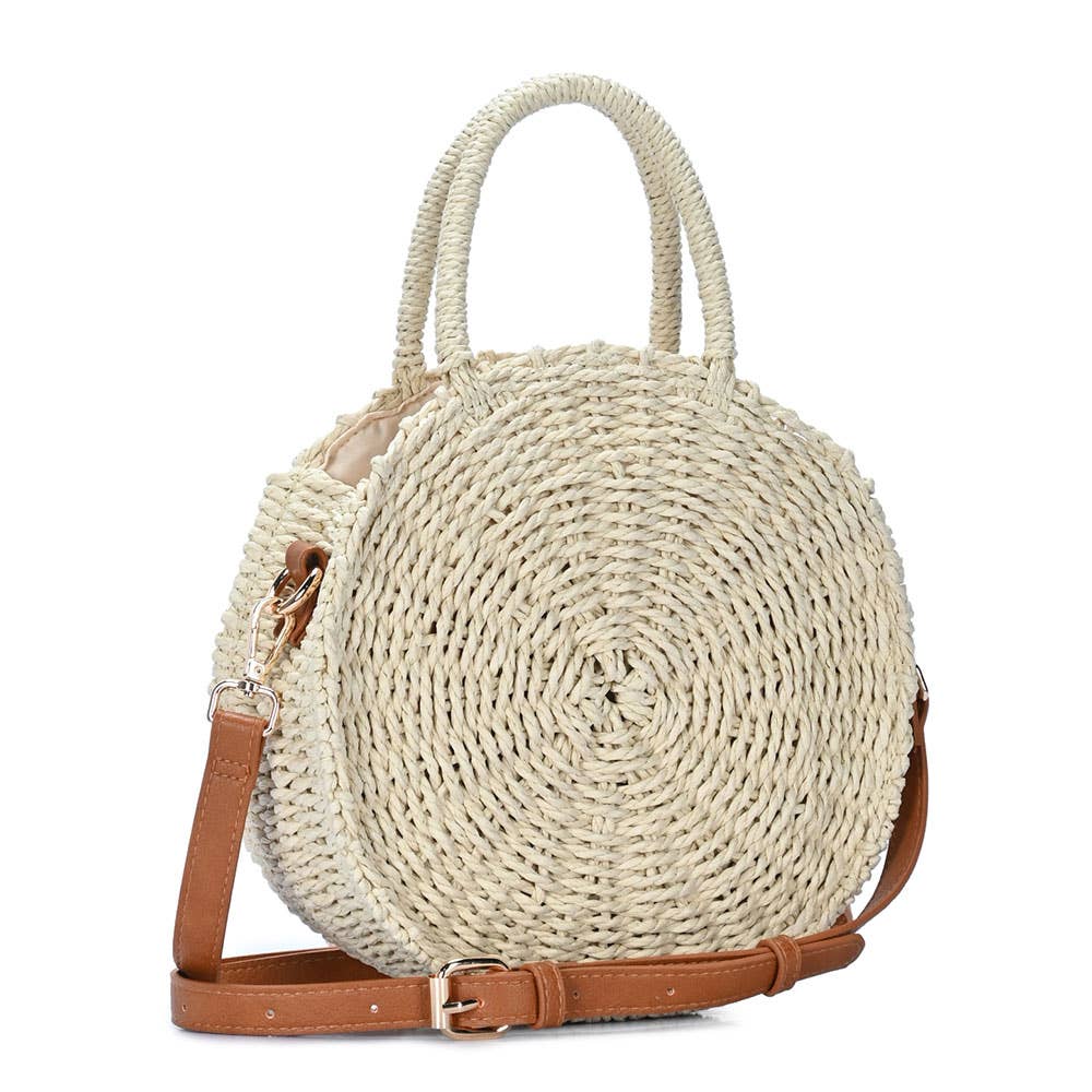 Sensibling Corp. - Venta al por mayor Bolso con asas - Mujer - Bolso bandolera redondo de paja con asa superior8