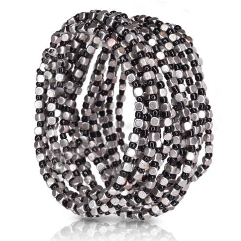 Chic Black & Silver Stackable Bracelets Set - Modern Style for wholesale by KARINE SULTAN