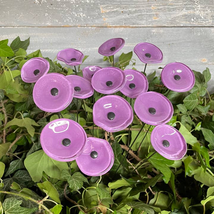 CARNEOL GLASS - Wholesale Garden/Lawn Stake - Small Glass Flower For Inside In Violet0
