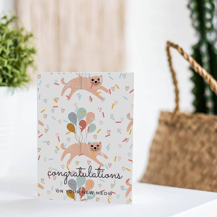 Katzen-Grußkarte | Herzlichen Glückwunsch | Adoptionskarte für Katzen für den Großhandel von Fable & Sage