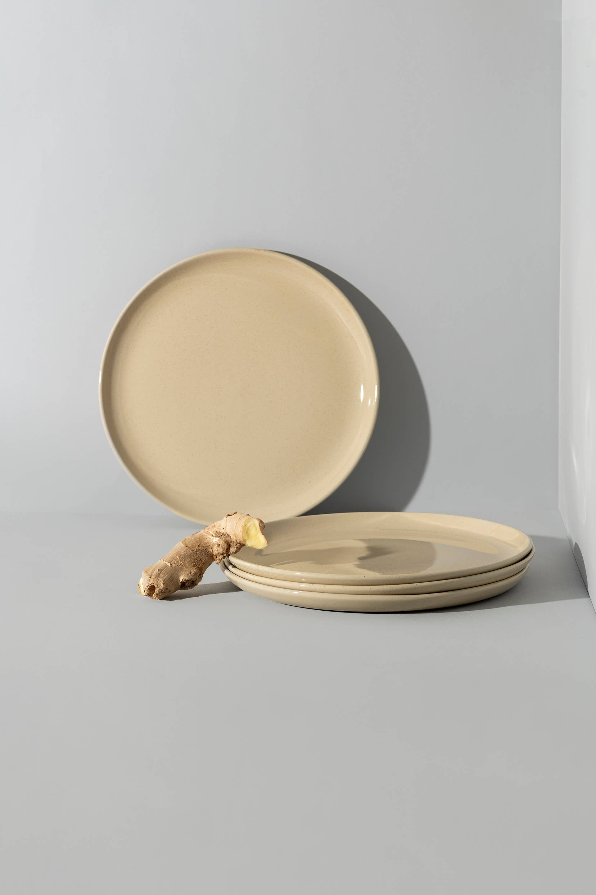 GHARYAN Stoneware & Olive Wood Tableware | Ships from USA - Vendita all'ingrosso Piatto - Piatto Piano in Gres Fatto a Mano | Edan 11,2"7