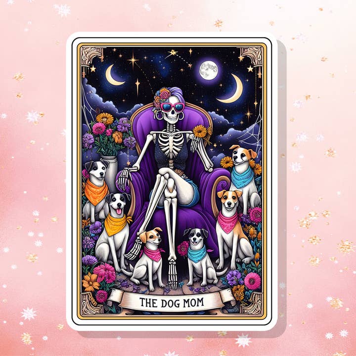 The Dog Mom Tarot Card Vinyl Sticker Moon Metaphysical for wholesale by London Luxury Candles