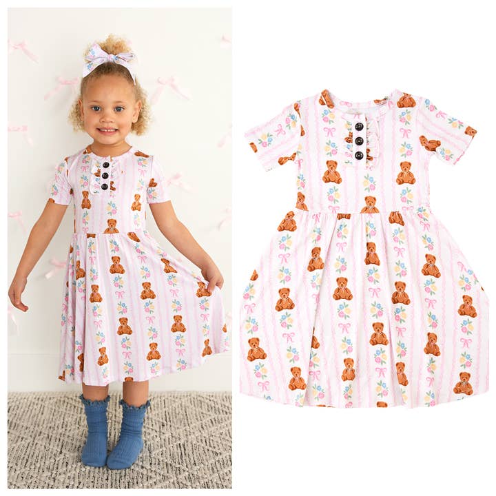 Gillian TUTU DRESS Bamboo Bear Kids Outfit for wholesale by Gigi and Max